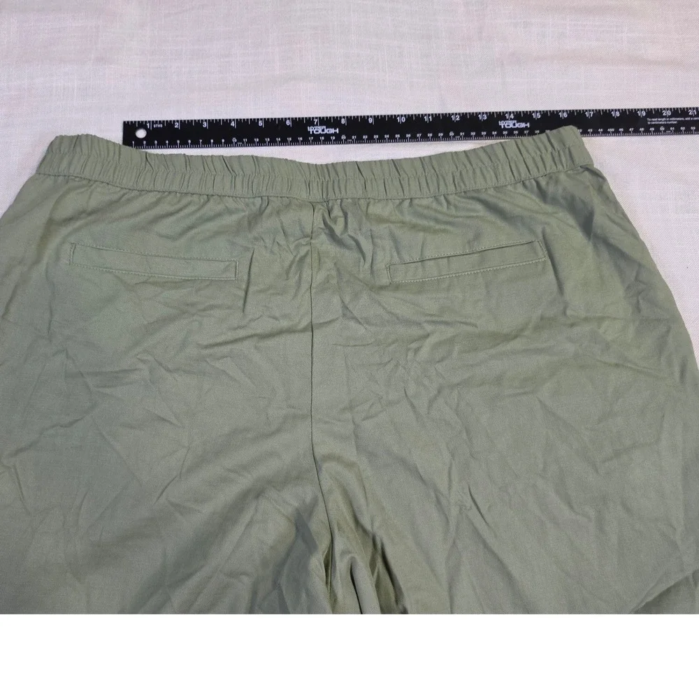 A New Day Olive Green Pleated Tapered Leg Pants Womens XL Elastic Waist Casual